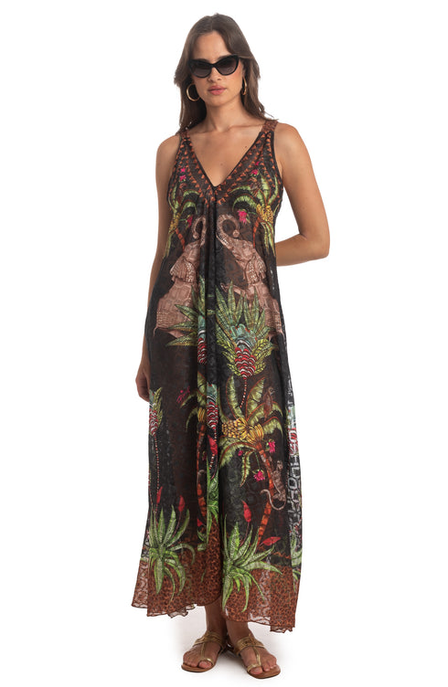 Foulard-kleid Safari Schwarz PIN-UP STARS